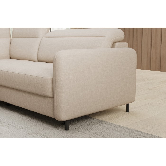 Canapé d’angle gauche convertible BARNEA 208 cm crème avec rangement 