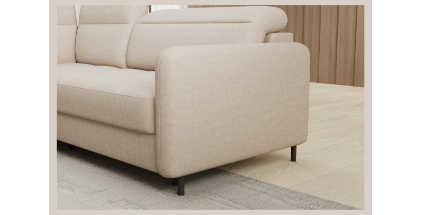 Canapé d’angle gauche convertible BARNEA 208 cm crème avec rangement 