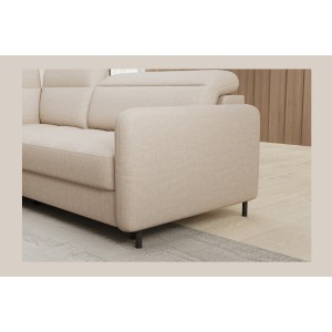 Canapé d’angle gauche convertible BARNEA 208 cm crème avec rangement 