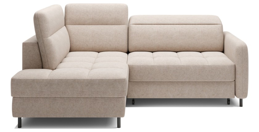 Canapé d’angle gauche convertible BARNEA 208 cm crème avec rangement 