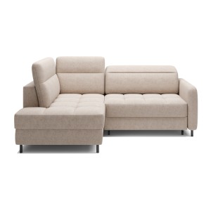 Canapé d’angle gauche convertible BARNEA 208 cm crème avec rangement 