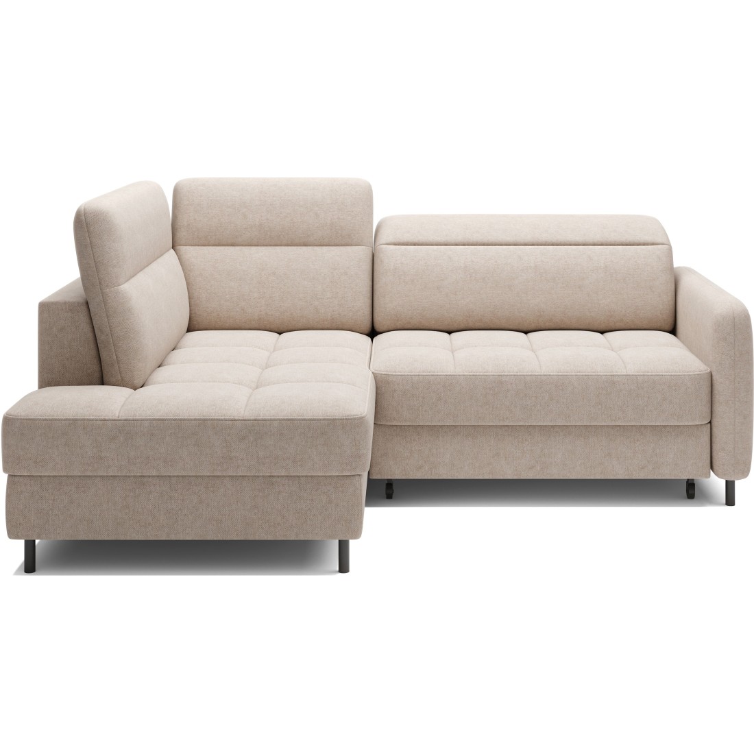 Canapé d’angle gauche convertible BARNEA 208 cm crème avec rangement 