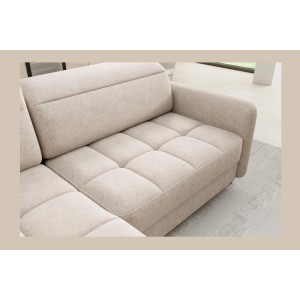 Canapé d’angle gauche convertible BARNEA 208 cm crème avec rangement 