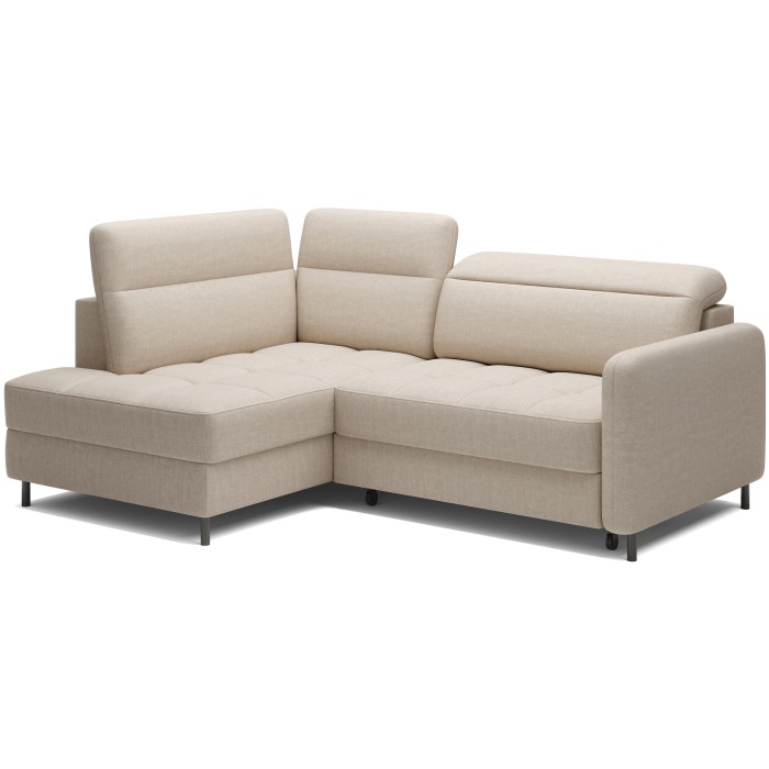 Canapé d’angle gauche convertible BARNEA 208 cm crème avec rangement 