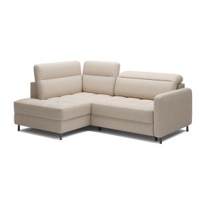 Canapé d’angle gauche convertible BARNEA 208 cm crème avec rangement 