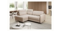Canapé d’angle gauche convertible BARNEA 208 cm crème avec rangement 
