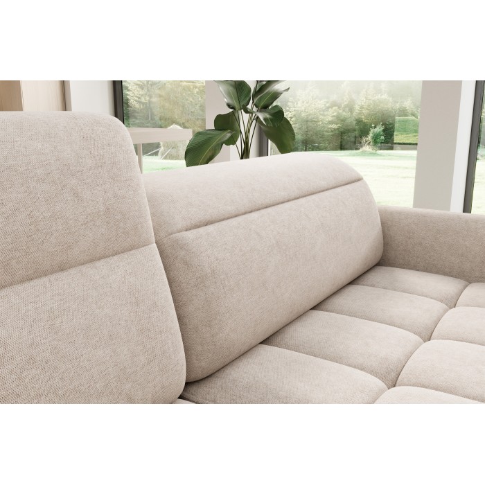 Canapé d’angle gauche convertible BARNEA 208 cm crème avec rangement 