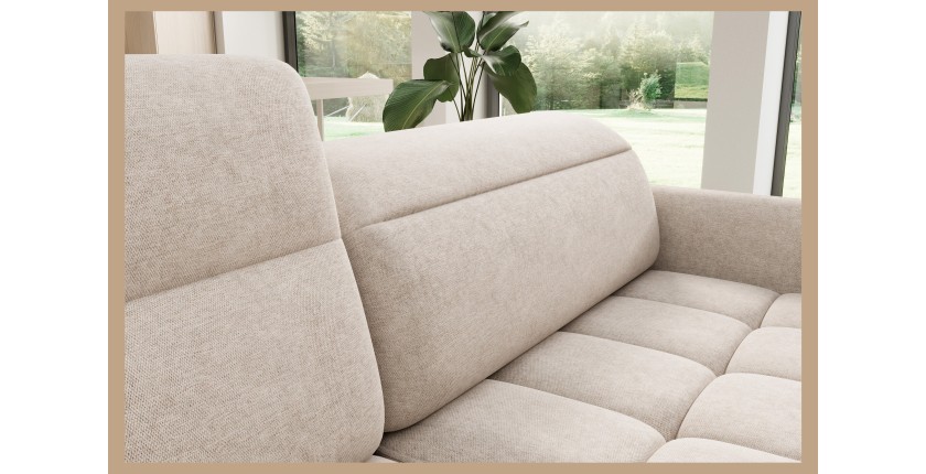 Canapé d’angle gauche convertible BARNEA 208 cm crème avec rangement 