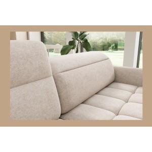 Canapé d’angle gauche convertible BARNEA 208 cm crème avec rangement 