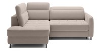 Canapé d’angle gauche convertible BARNEA 208 cm crème avec rangement 