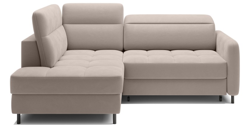 Canapé d’angle gauche convertible BARNEA 208 cm crème avec rangement 