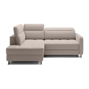 Canapé d’angle gauche convertible BARNEA 208 cm crème avec rangement 