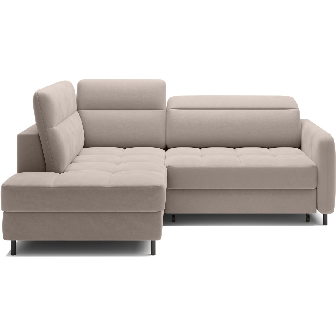 Canapé d’angle gauche convertible BARNEA 208 cm crème avec rangement 