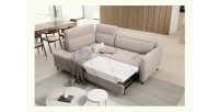 Canapé d’angle gauche convertible BARNEA 208 cm crème avec rangement 