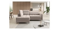 Canapé d’angle gauche convertible BARNEA 208 cm crème avec rangement 