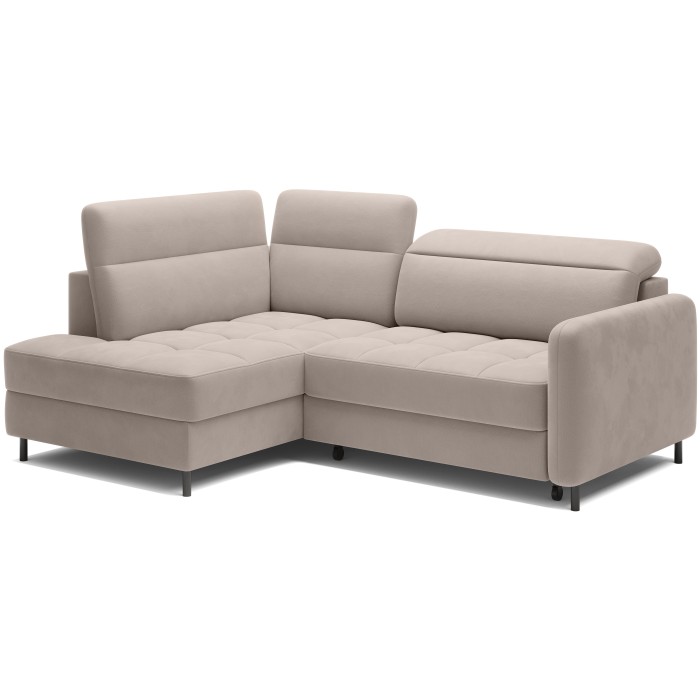 Canapé d’angle gauche convertible BARNEA 208 cm crème avec rangement 