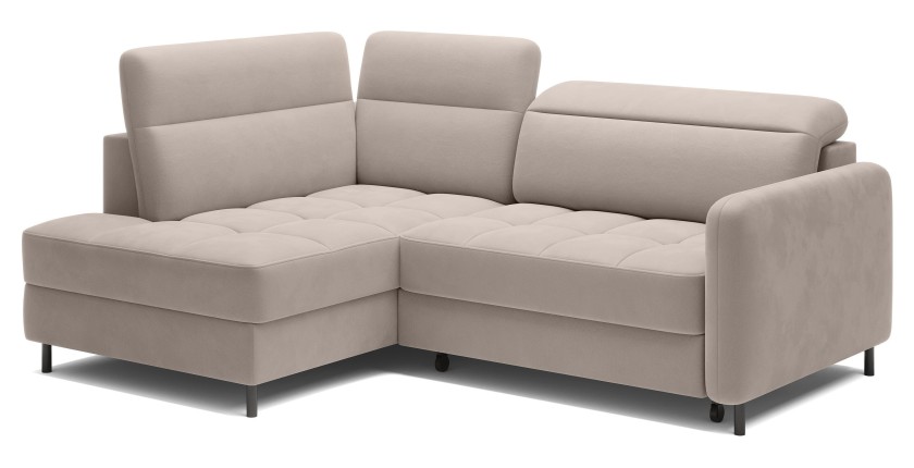 Canapé d’angle gauche convertible BARNEA 208 cm crème avec rangement 