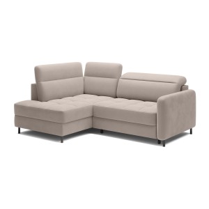 Canapé d’angle gauche convertible BARNEA 208 cm crème avec rangement 