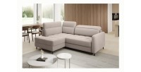 Canapé d’angle gauche convertible BARNEA 208 cm crème avec rangement 