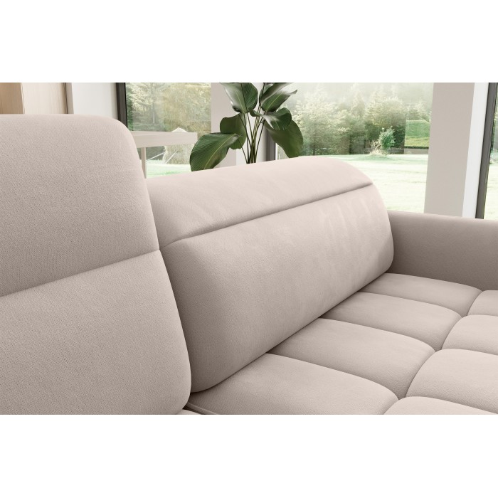 Canapé d’angle gauche convertible BARNEA 208 cm crème avec rangement 