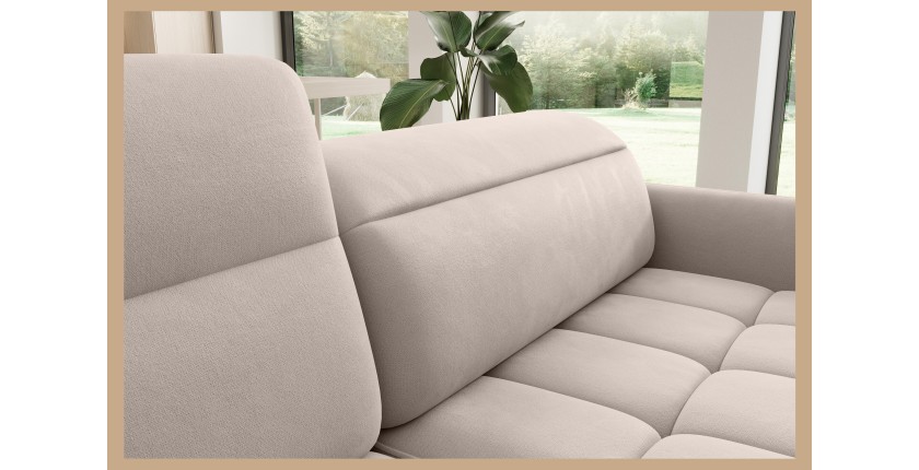 Canapé d’angle gauche convertible BARNEA 208 cm crème avec rangement 