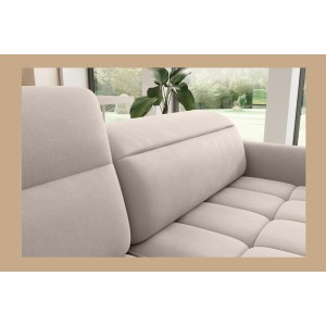 Canapé d’angle gauche convertible BARNEA 208 cm crème avec rangement 