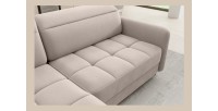 Canapé d’angle gauche convertible BARNEA 208 cm crème avec rangement 