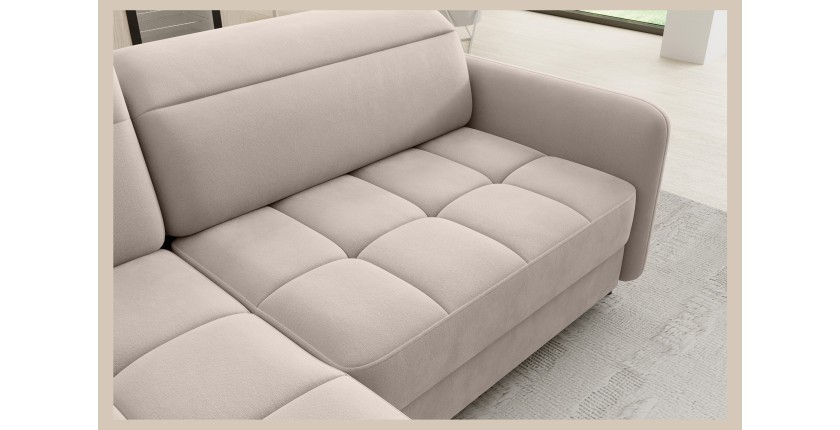Canapé d’angle gauche convertible BARNEA 208 cm crème avec rangement 