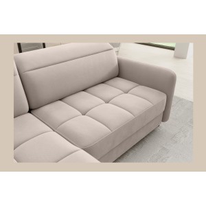 Canapé d’angle gauche convertible BARNEA 208 cm crème avec rangement 