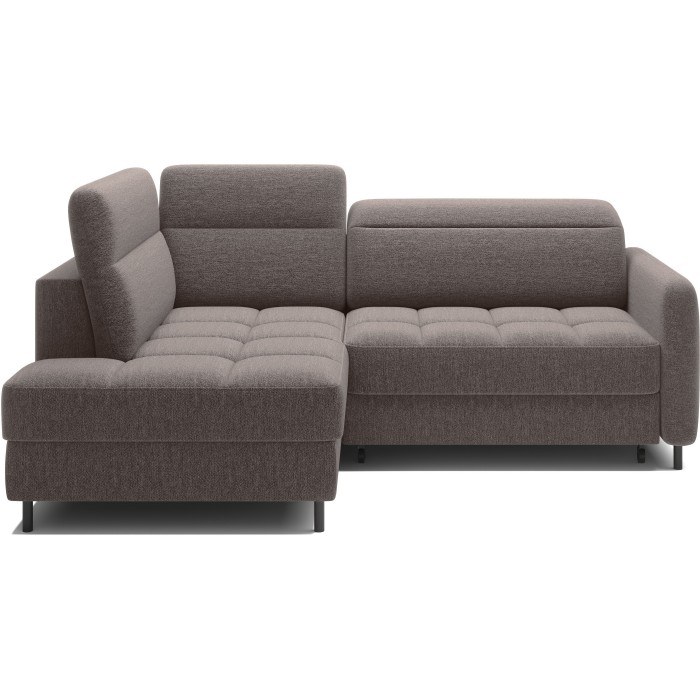 Canapé d’angle gauche convertible BARNEA 208 cm marron avec rangement 