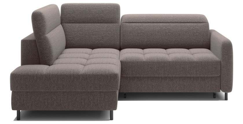 Canapé d’angle gauche convertible BARNEA 208 cm marron avec rangement 