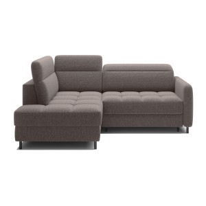 Canapé d’angle gauche convertible BARNEA 208 cm marron avec rangement 