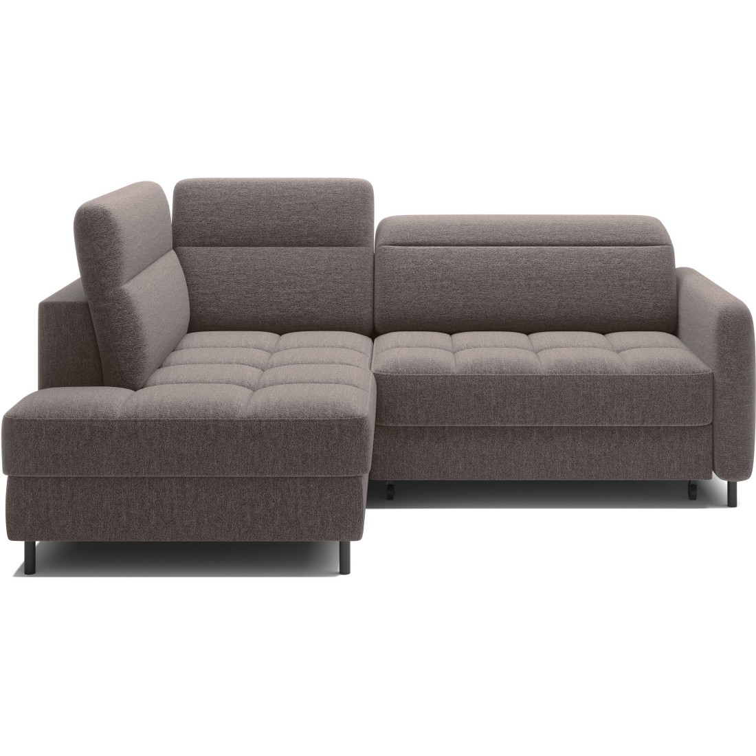 Canapé d’angle gauche convertible BARNEA 208 cm marron avec rangement 