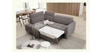 Canapé d’angle gauche convertible BARNEA 208 cm marron avec rangement 