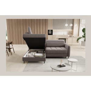 Canapé d’angle gauche convertible BARNEA 208 cm marron avec rangement 