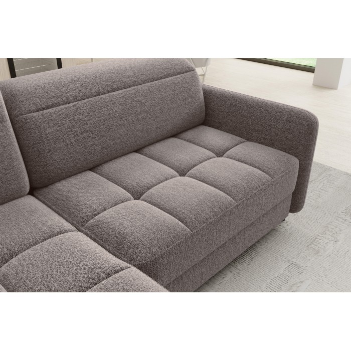 Canapé d’angle gauche convertible BARNEA 208 cm marron avec rangement 