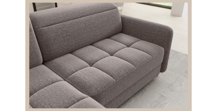 Canapé d’angle gauche convertible BARNEA 208 cm marron avec rangement 