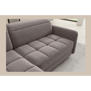 Canapé d’angle gauche convertible BARNEA 208 cm marron avec rangement 