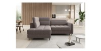 Canapé d’angle gauche convertible BARNEA 208 cm marron avec rangement 