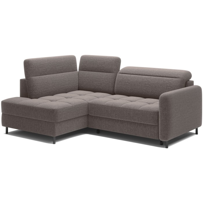 Canapé d’angle gauche convertible BARNEA 208 cm marron avec rangement 