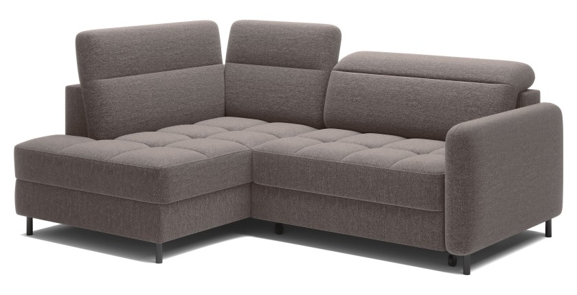 Canapé d’angle gauche convertible BARNEA 208 cm marron avec rangement 