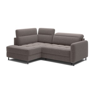 Canapé d’angle gauche convertible BARNEA 208 cm marron avec rangement 