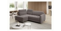 Canapé d’angle gauche convertible BARNEA 208 cm marron avec rangement 