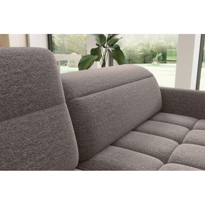 Canapé d’angle gauche convertible BARNEA 208 cm marron avec rangement 