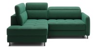 Canapé d’angle gauche convertible BARNEA 208 cm vert foncé avec rangement 