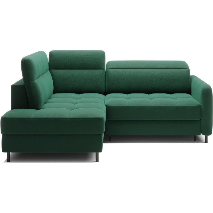 Canapé d’angle gauche convertible BARNEA 208 cm vert foncé avec rangement 