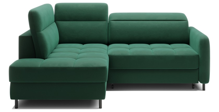 Canapé d’angle gauche convertible BARNEA 208 cm vert foncé avec rangement 