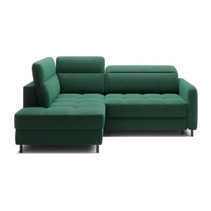 Canapé d’angle gauche convertible BARNEA 208 cm vert foncé avec rangement 