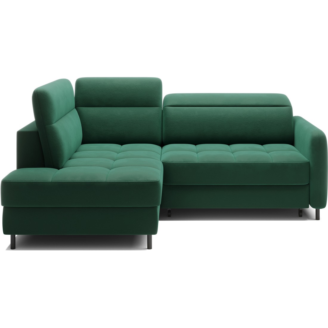 Canapé d’angle gauche convertible BARNEA 208 cm vert foncé avec rangement 