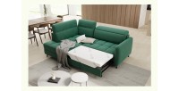 Canapé d’angle gauche convertible BARNEA 208 cm vert foncé avec rangement 